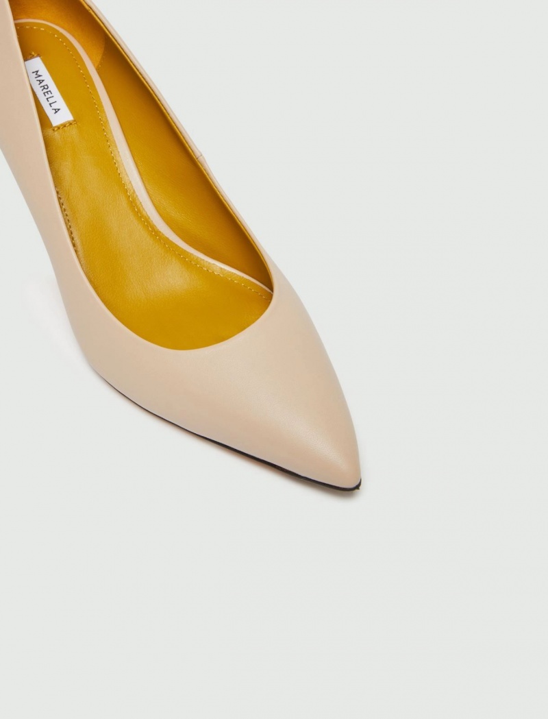 Buty Damskie Marella Skórzane Court Beżowe | Polska 092615-WOX