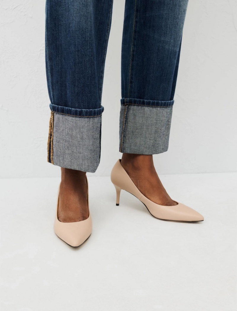 Buty Damskie Marella Skórzane Court Beżowe | Polska 092615-WOX