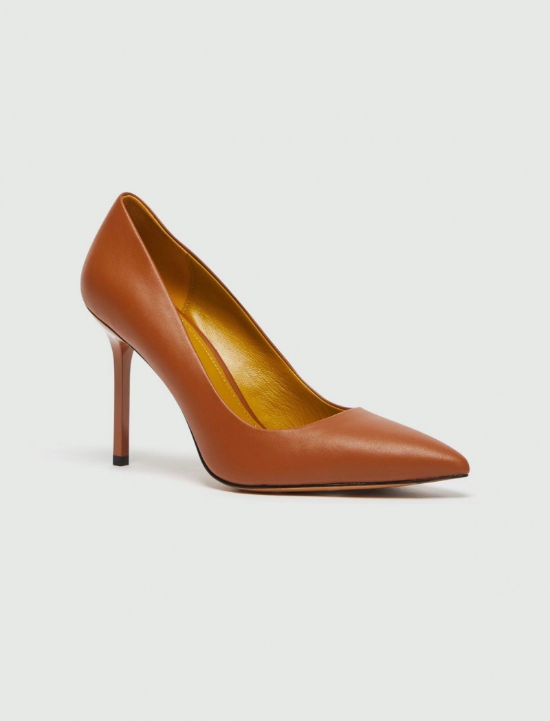 Buty Damskie Marella Skórzane Court Brązowe | Polska 470853-DQI