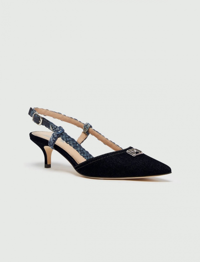 Buty Slingback Damskie Marella Denim Granatowe | Polska 825631-WBX