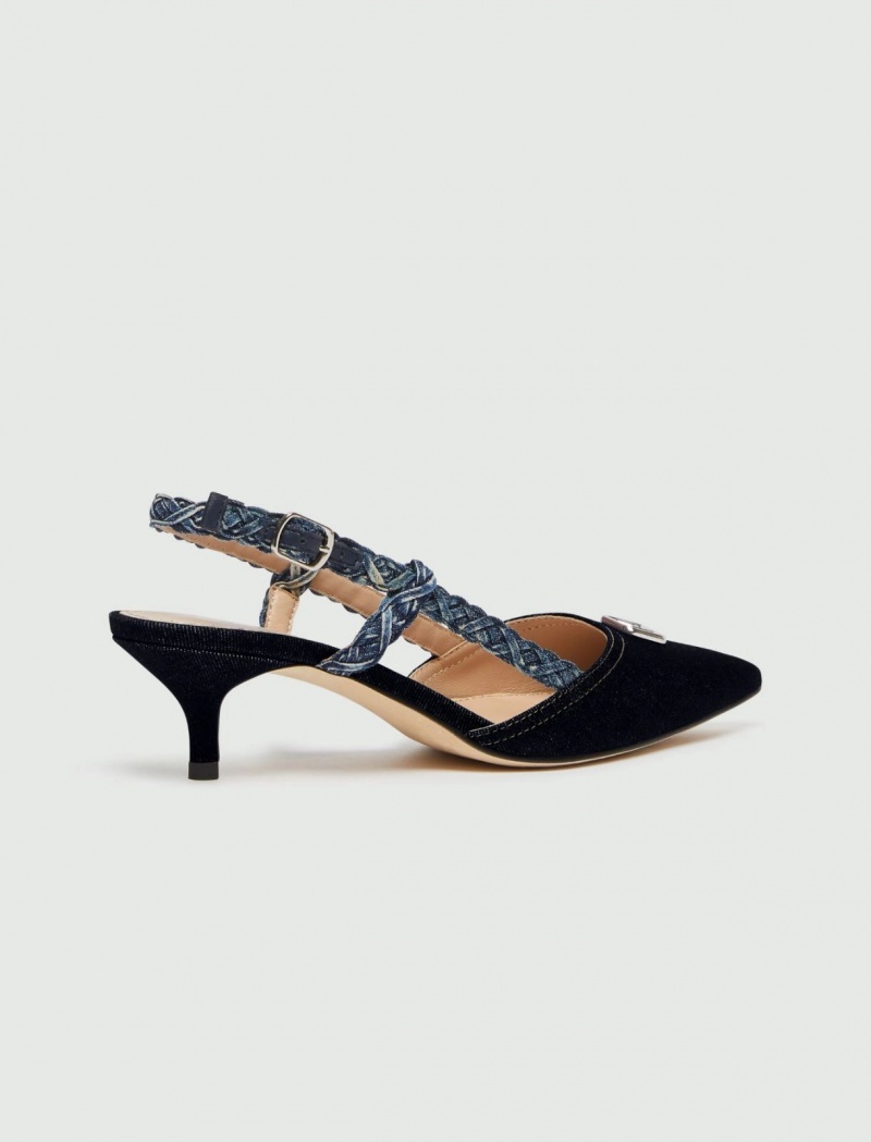 Buty Slingback Damskie Marella Denim Granatowe | Polska 825631-WBX