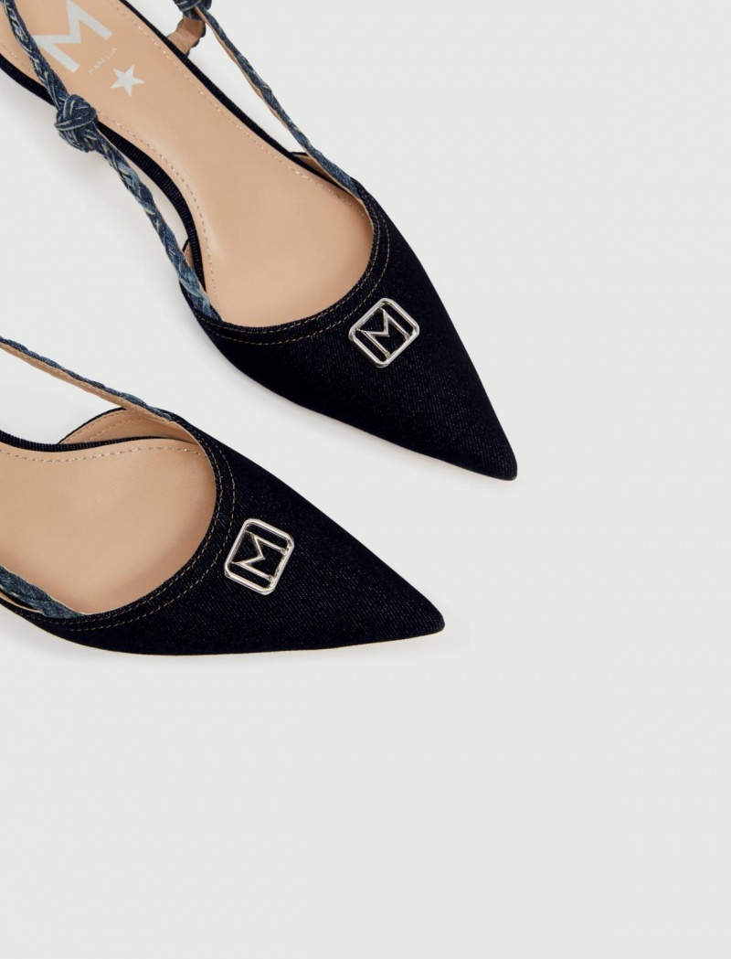 Buty Slingback Damskie Marella Denim Granatowe | Polska 825631-WBX