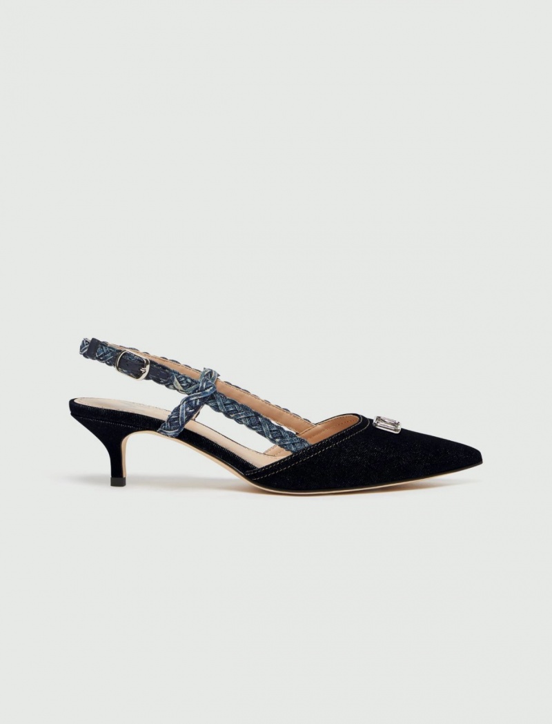 Buty Slingback Damskie Marella Denim Granatowe | Polska 825631-WBX