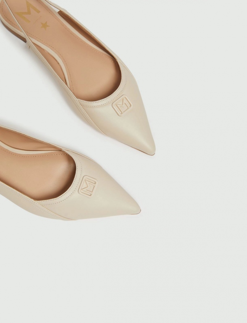 Buty Slingback Damskie Marella Logo Białe | Polska 521964-KZF
