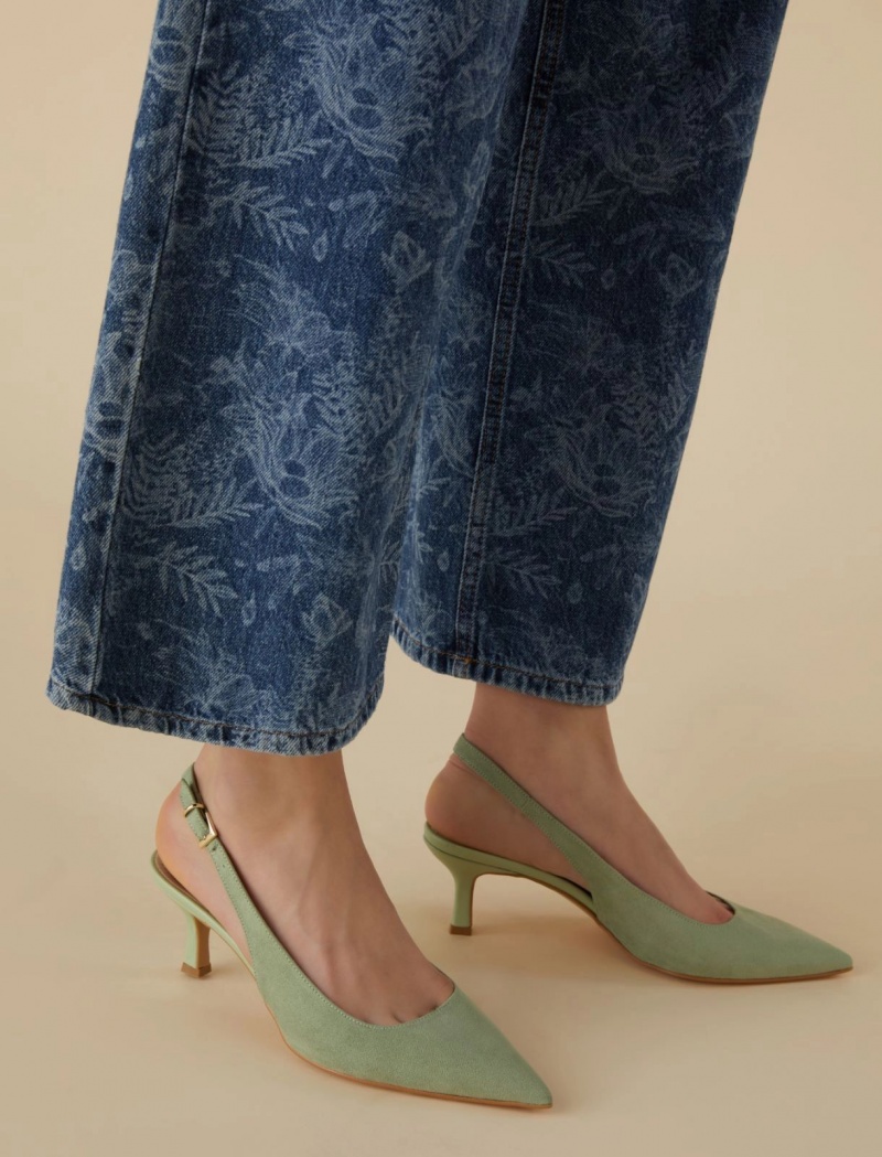 Buty Slingback Damskie Marella Pointed-Metalowym Oliwkowe Zielone | Polska 951620-FBL