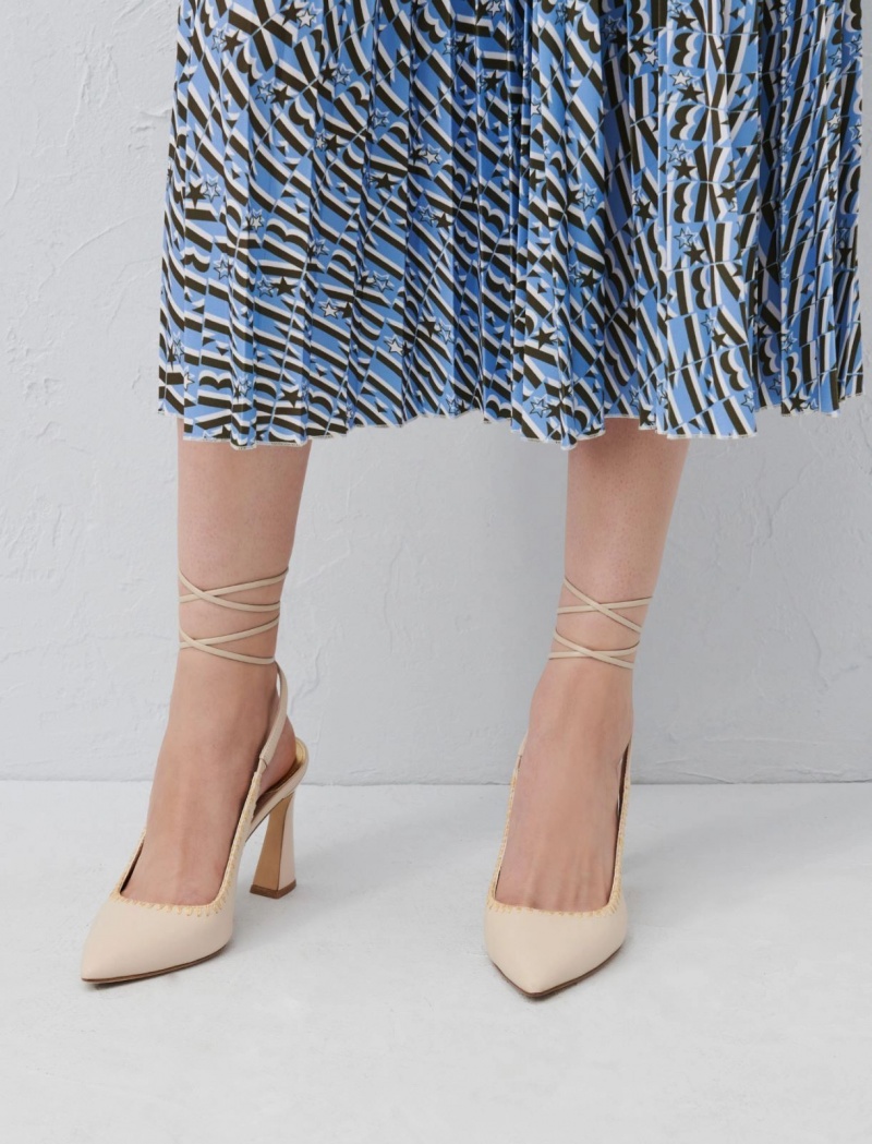 Buty Slingback Damskie Marella Skórzane Białe | Polska 890741-MWS