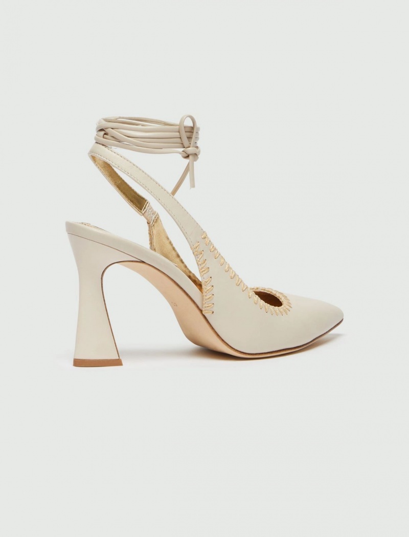 Buty Slingback Damskie Marella Skórzane Białe | Polska 890741-MWS