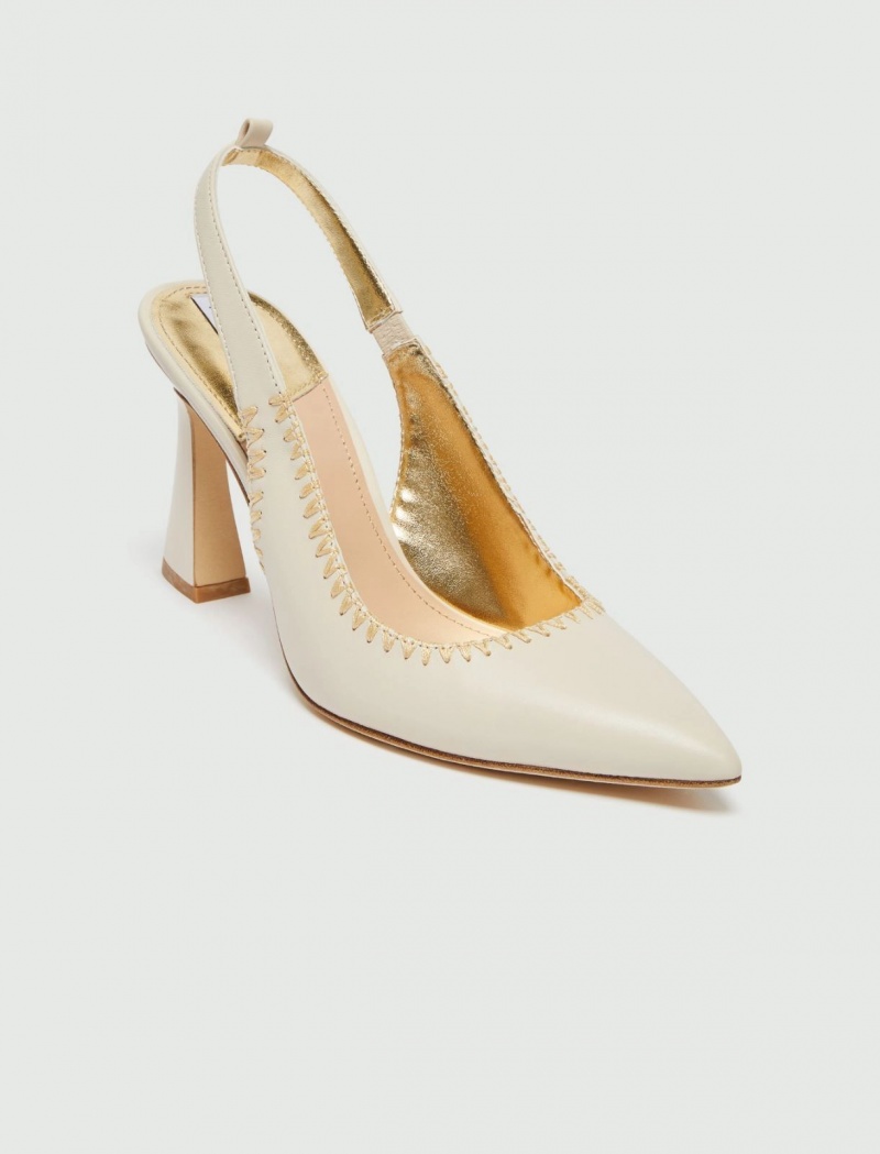 Buty Slingback Damskie Marella Skórzane Białe | Polska 890741-MWS