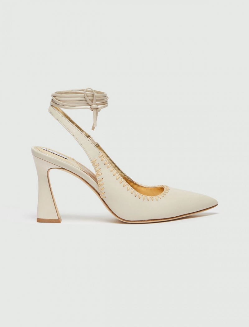 Buty Slingback Damskie Marella Skórzane Białe | Polska 890741-MWS