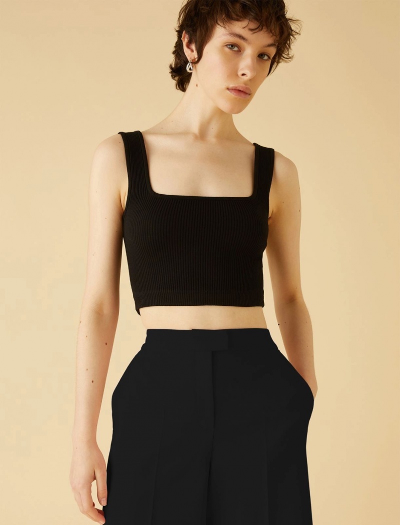 Crop Top Damskie Marella Slim-Fit Czarne | Polska 346751-XEA