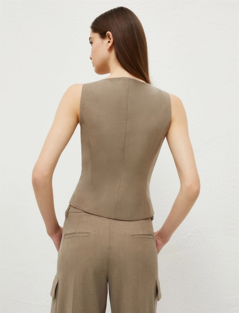 Gilet Damskie Marella Basketweave Brązowe | Polska 957206-ZFI