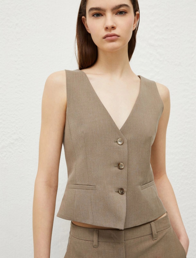 Gilet Damskie Marella Basketweave Brązowe | Polska 957206-ZFI