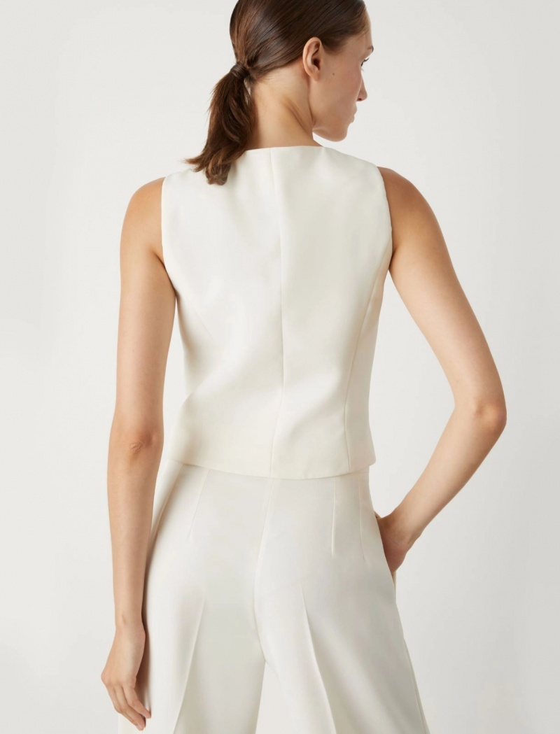 Gilet Damskie Marella Crepe Białe | Polska 159324-FGZ