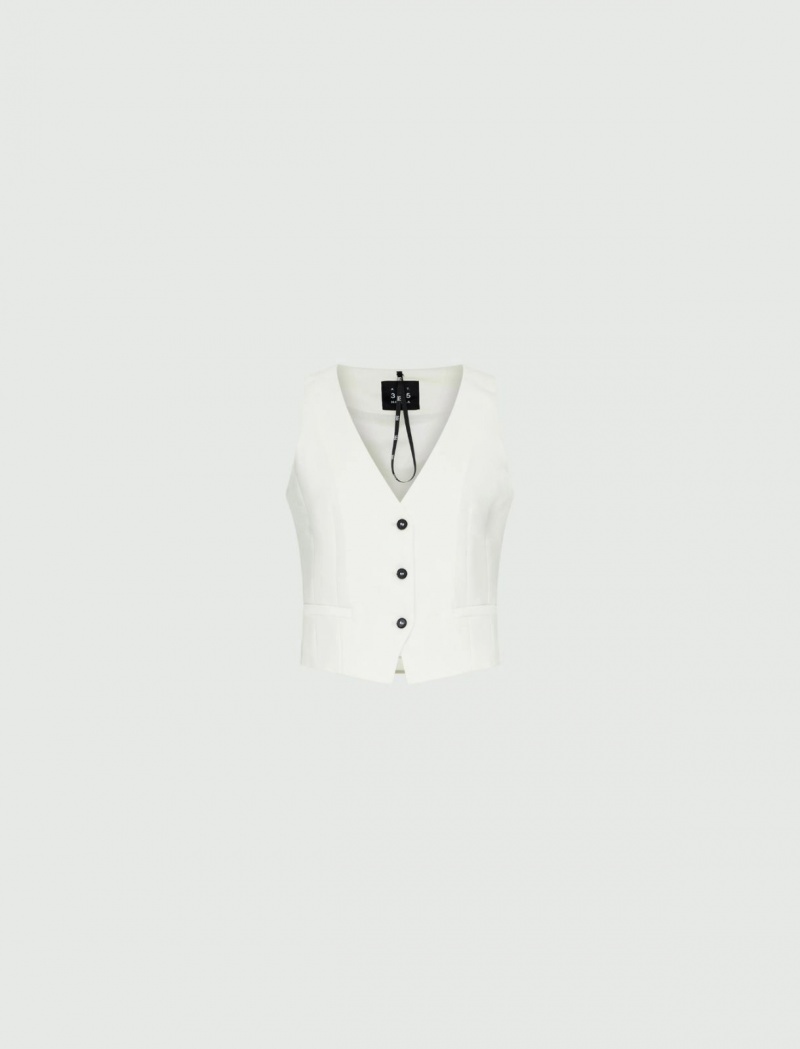 Gilet Damskie Marella Crepe Białe | Polska 159324-FGZ