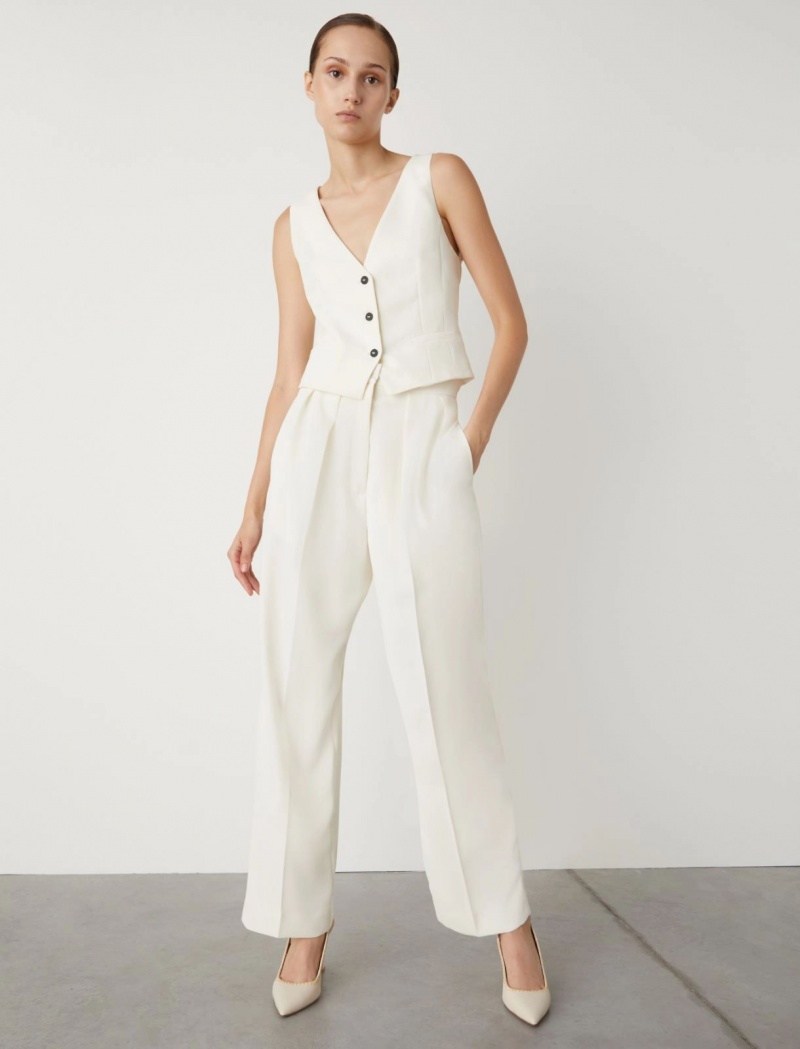 Gilet Damskie Marella Crepe Białe | Polska 159324-FGZ