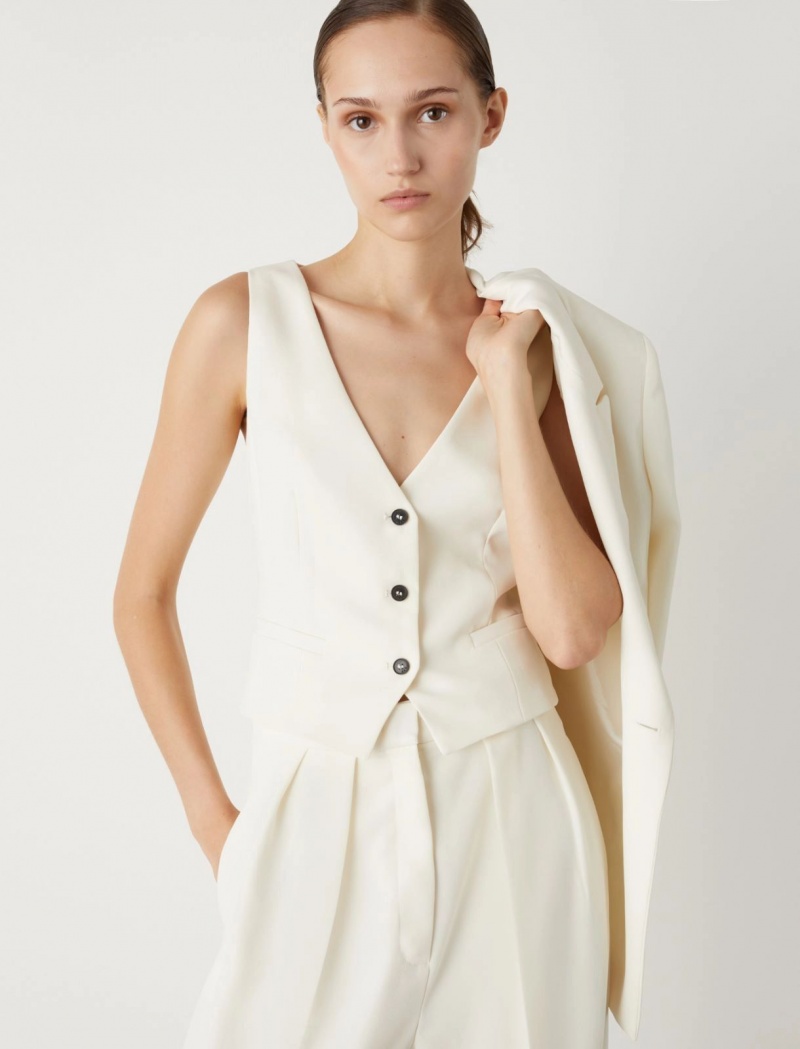 Gilet Damskie Marella Crepe Białe | Polska 867102-KTW