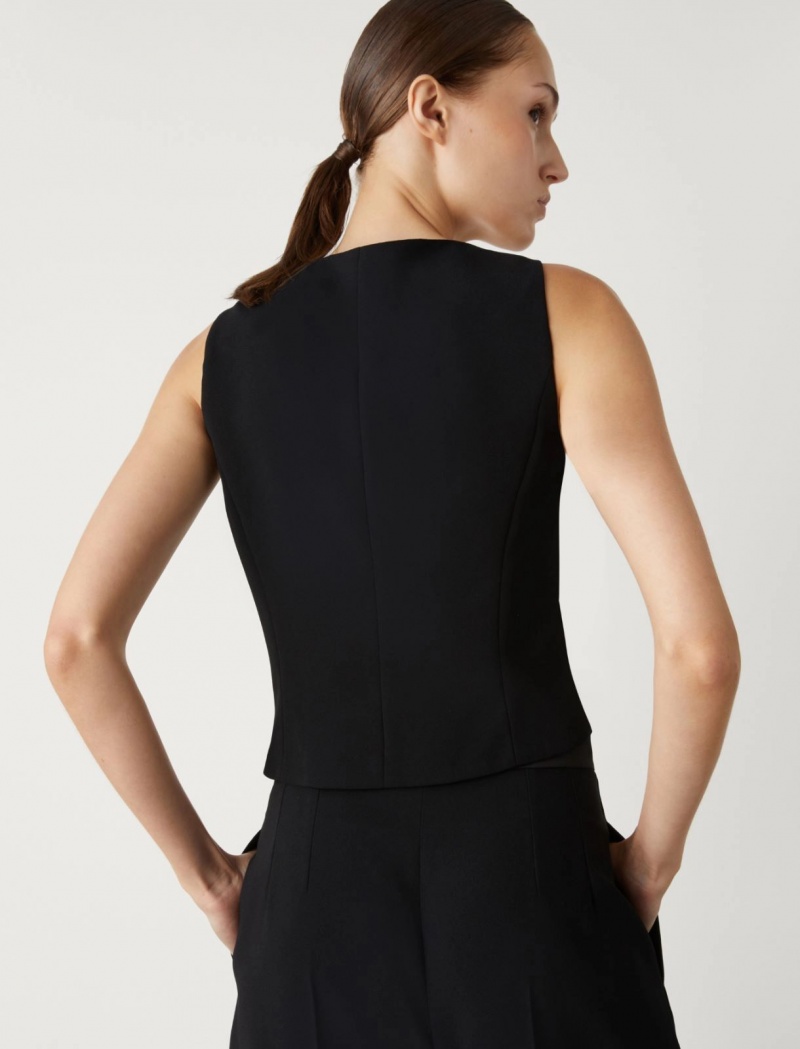 Gilet Damskie Marella Crepe Czarne | Polska 965784-KGL