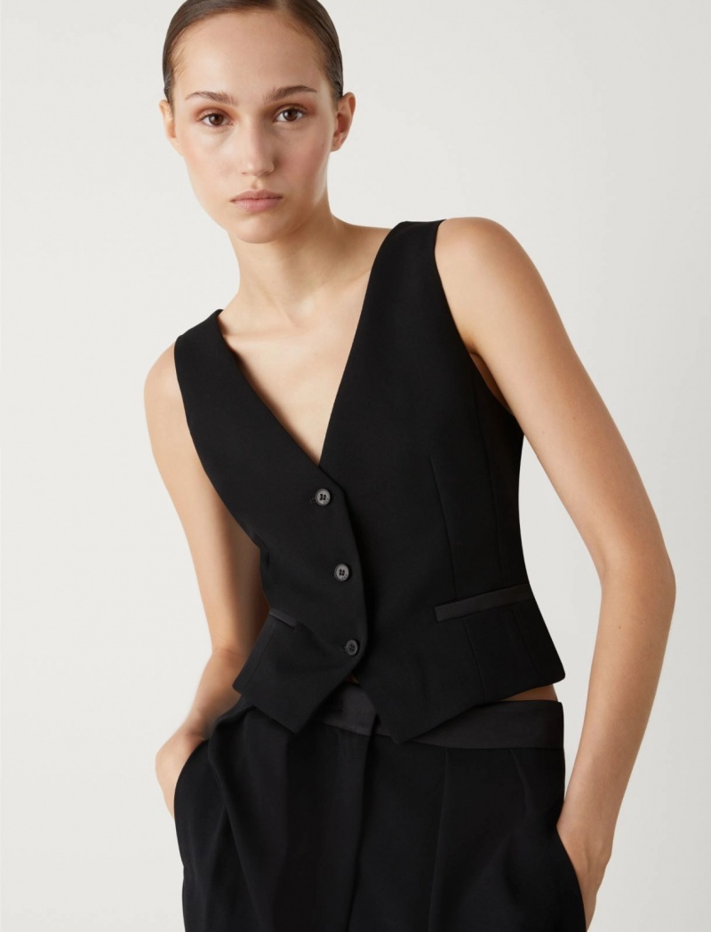 Gilet Damskie Marella Crepe Czarne | Polska 965784-KGL