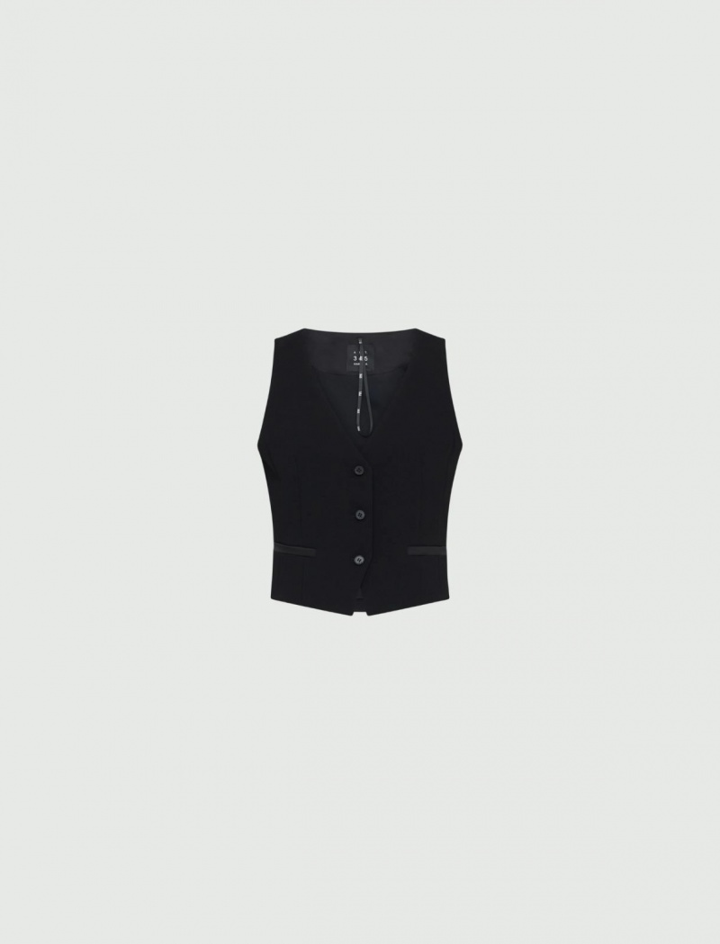 Gilet Damskie Marella Crepe Czarne | Polska 965784-KGL