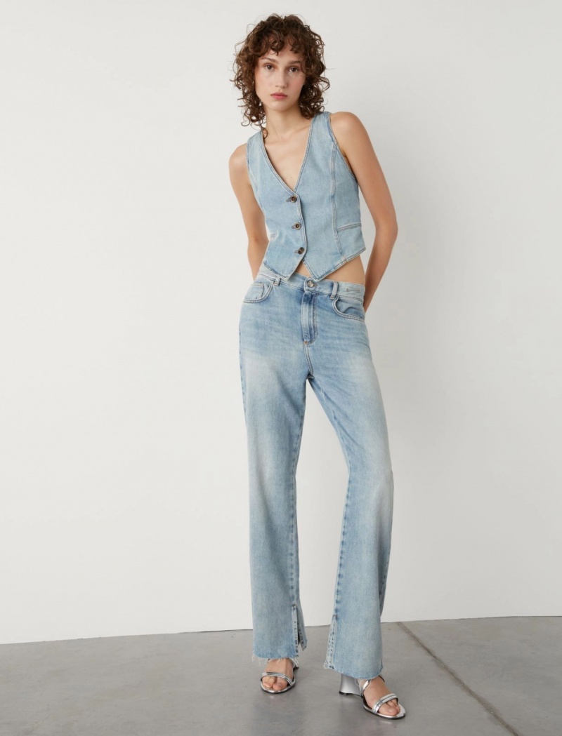 Gilet Damskie Marella Denim Niebieskie | Polska 627018-SBW