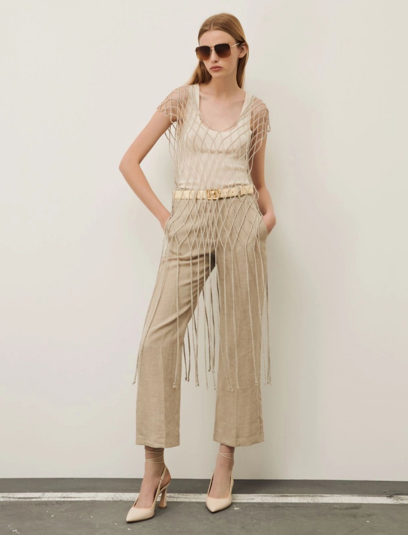 Gilet Damskie Marella Fringed Szare | Polska 291360-HAE