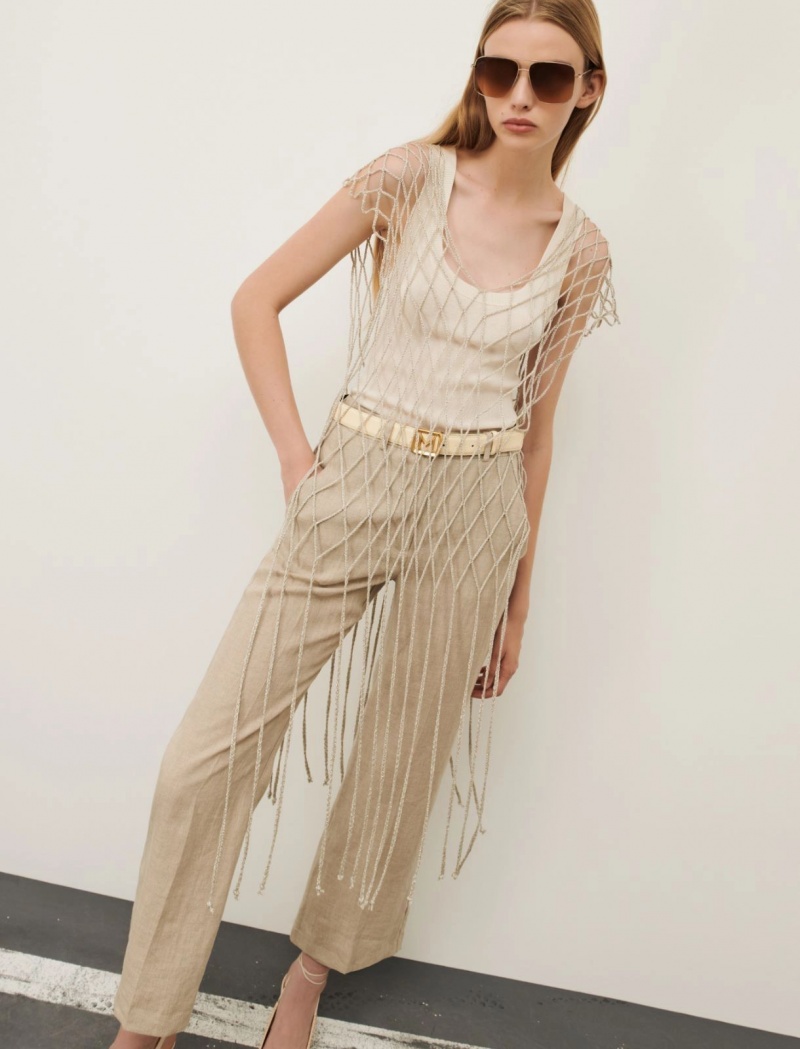 Gilet Damskie Marella Fringed Szare | Polska 291360-HAE