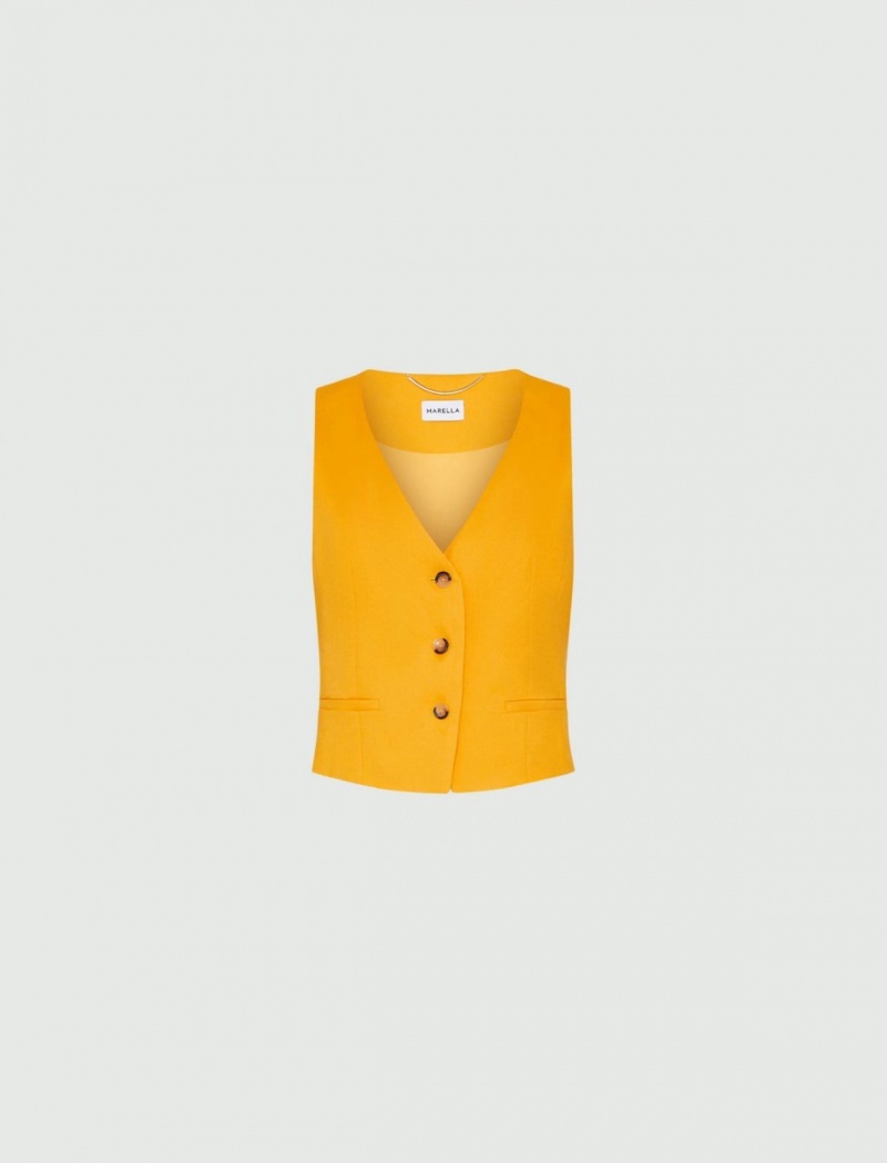 Gilet Damskie Marella Linen-Blend Pomarańczowe | Polska 732691-QJM
