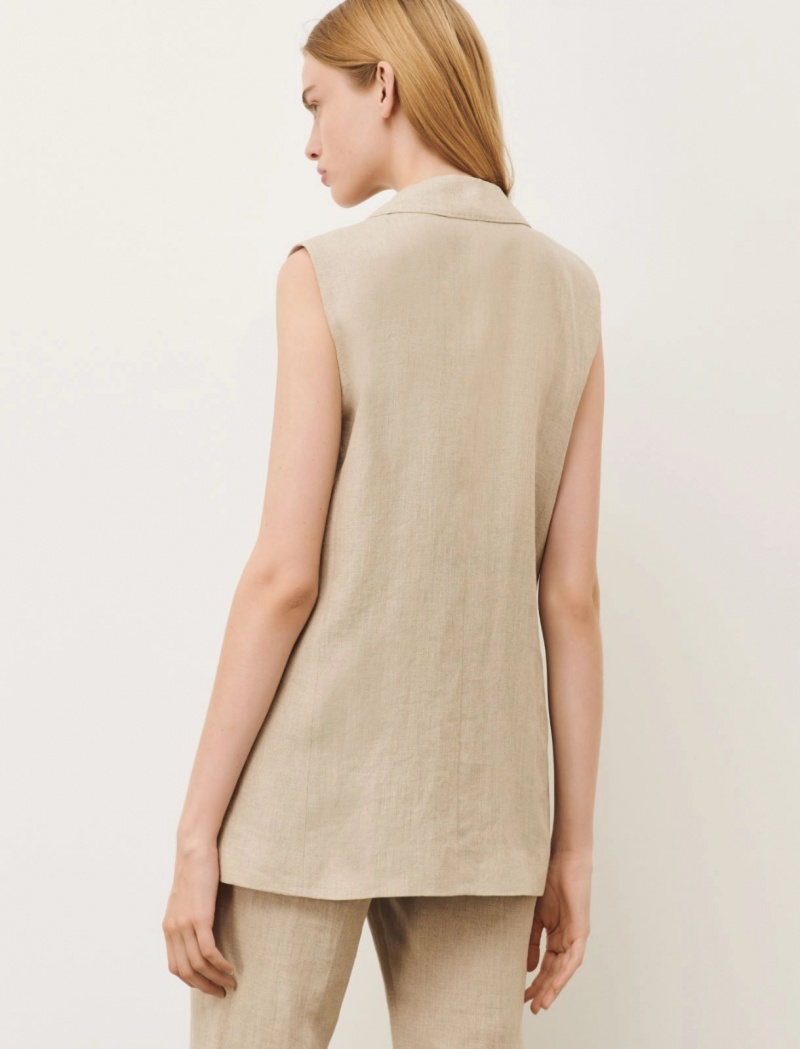 Gilet Damskie Marella Linen Beżowe | Polska 874139-SLE