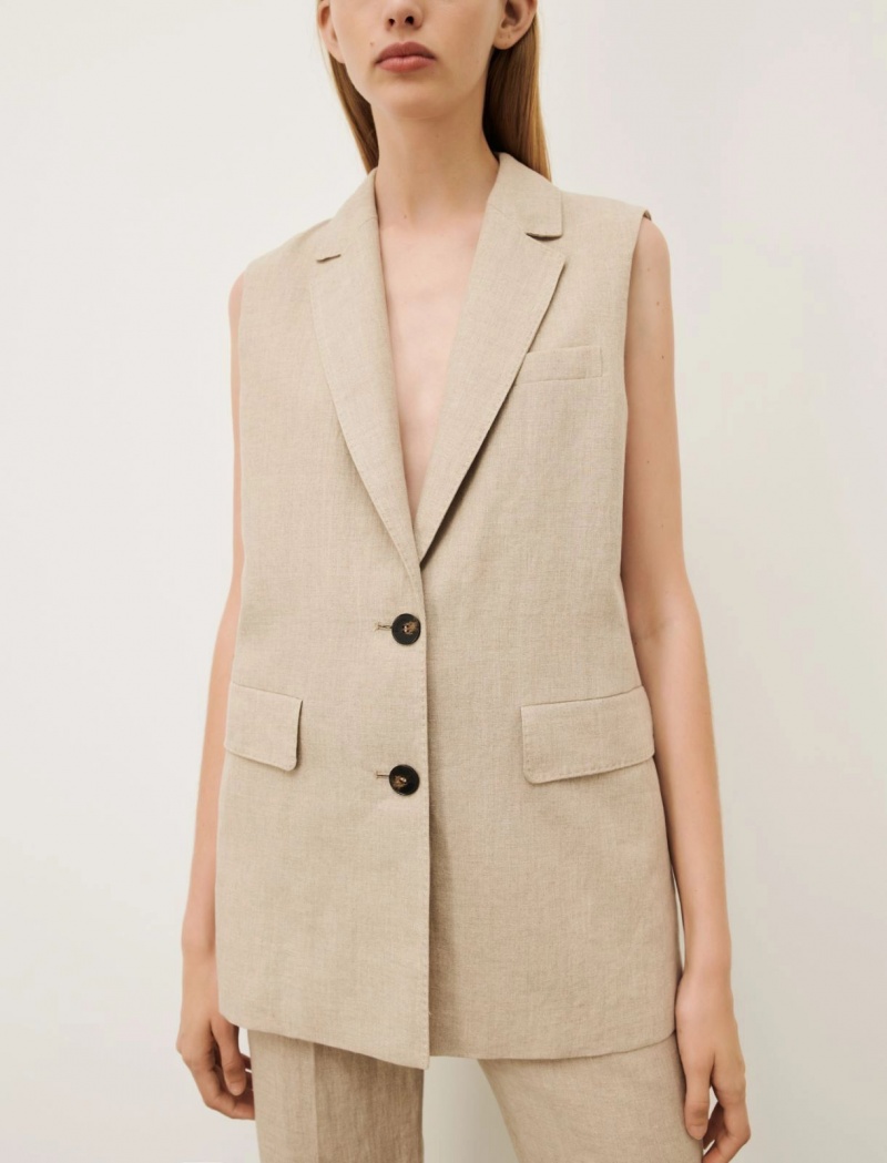 Gilet Damskie Marella Linen Beżowe | Polska 874139-SLE