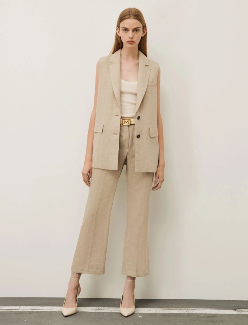Gilet Damskie Marella Linen Beżowe | Polska 874139-SLE