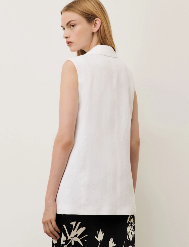 Gilet Damskie Marella Linen Białe | Polska 250841-EKQ
