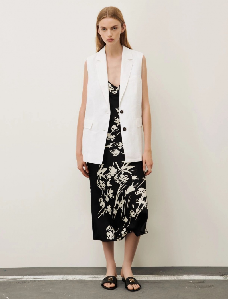 Gilet Damskie Marella Linen Białe | Polska 250841-EKQ