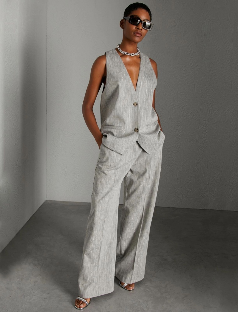 Gilet Damskie Marella Melange With Lurex Szare | Polska 910745-TRS