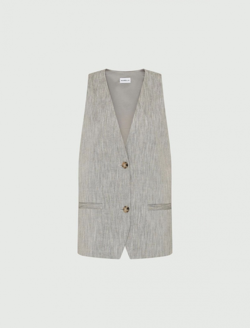 Gilet Damskie Marella Melange With Lurex Szare | Polska 910745-TRS