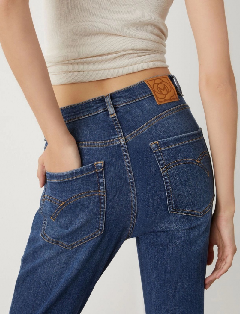 Jeansy Damskie Marella Chudy-Fit Niebieskie | Polska 348029-YEL
