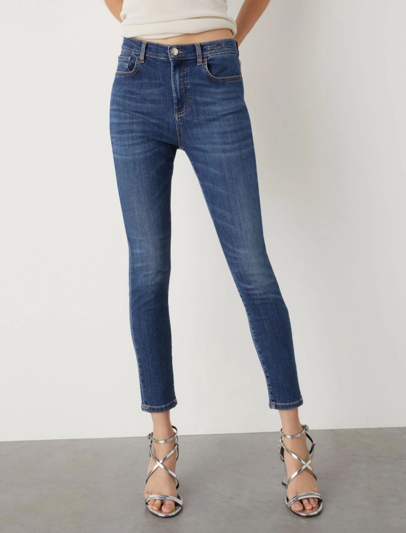 Jeansy Damskie Marella Chudy-Fit Niebieskie | Polska 348029-YEL