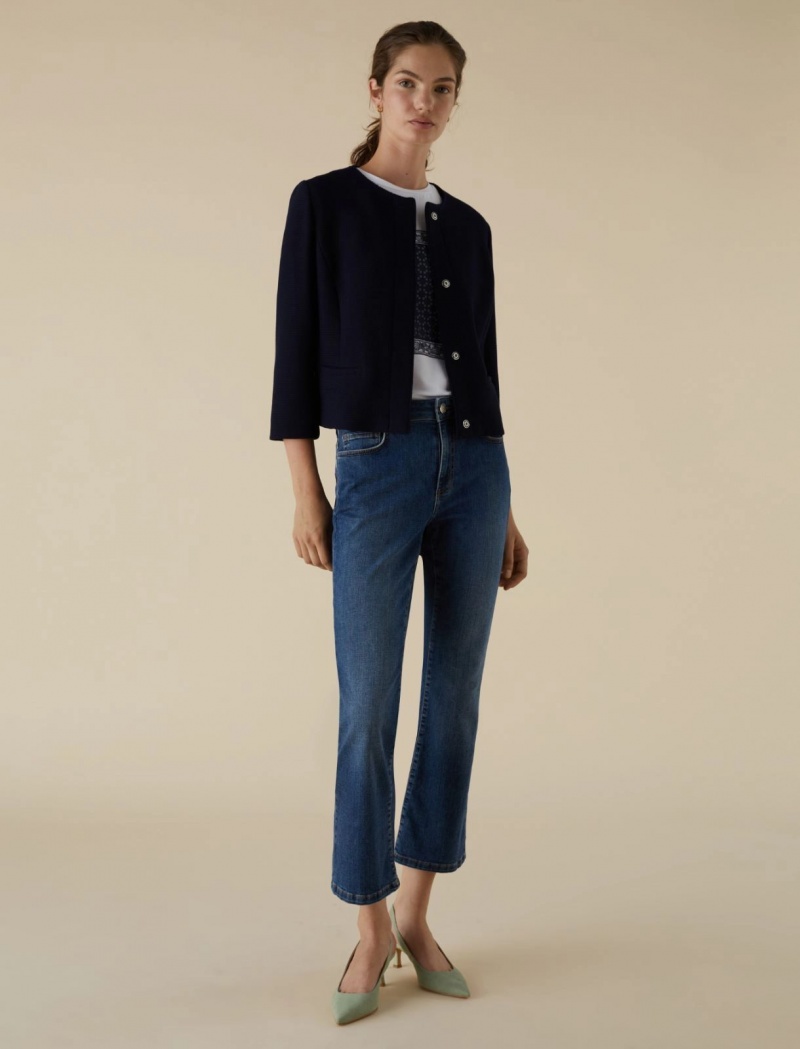 Jeansy Damskie Marella Flared Granatowe | Polska 257104-EPQ