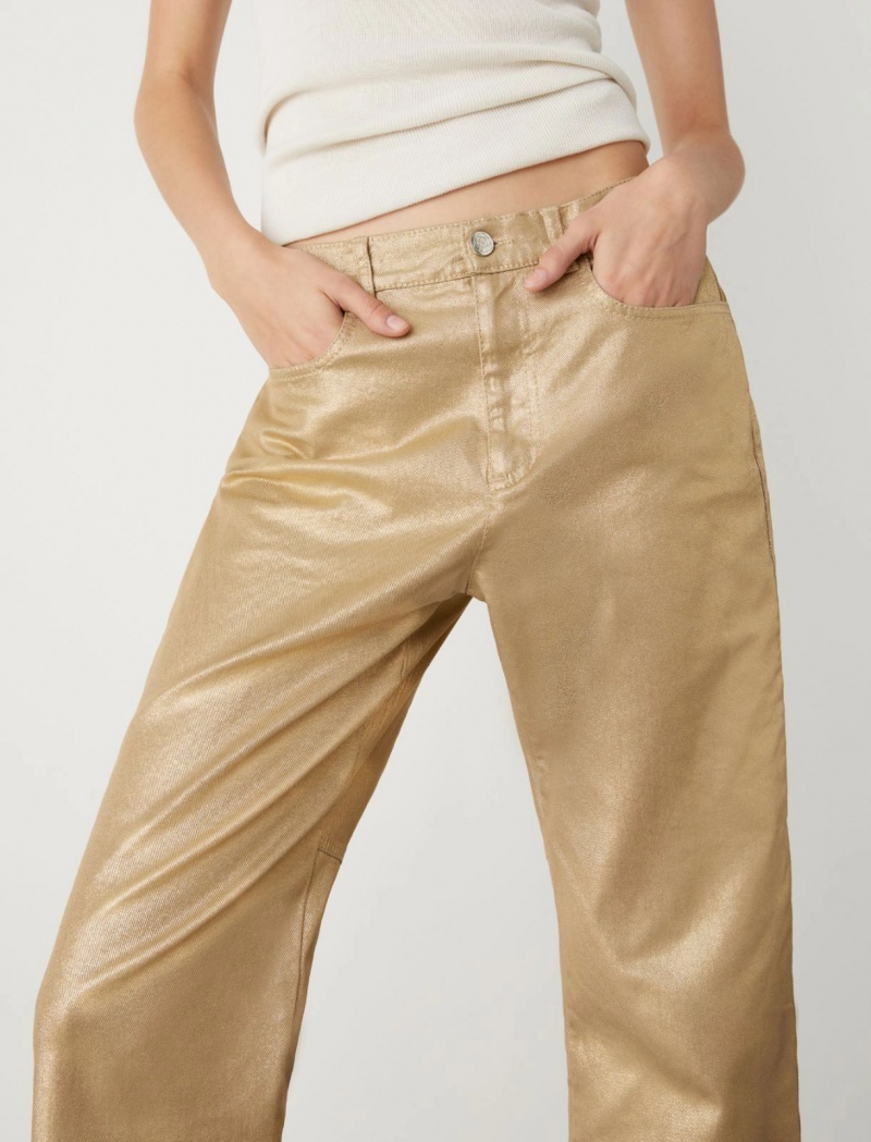 Jeansy Damskie Marella Laminated Brązowe | Polska 513706-FAZ