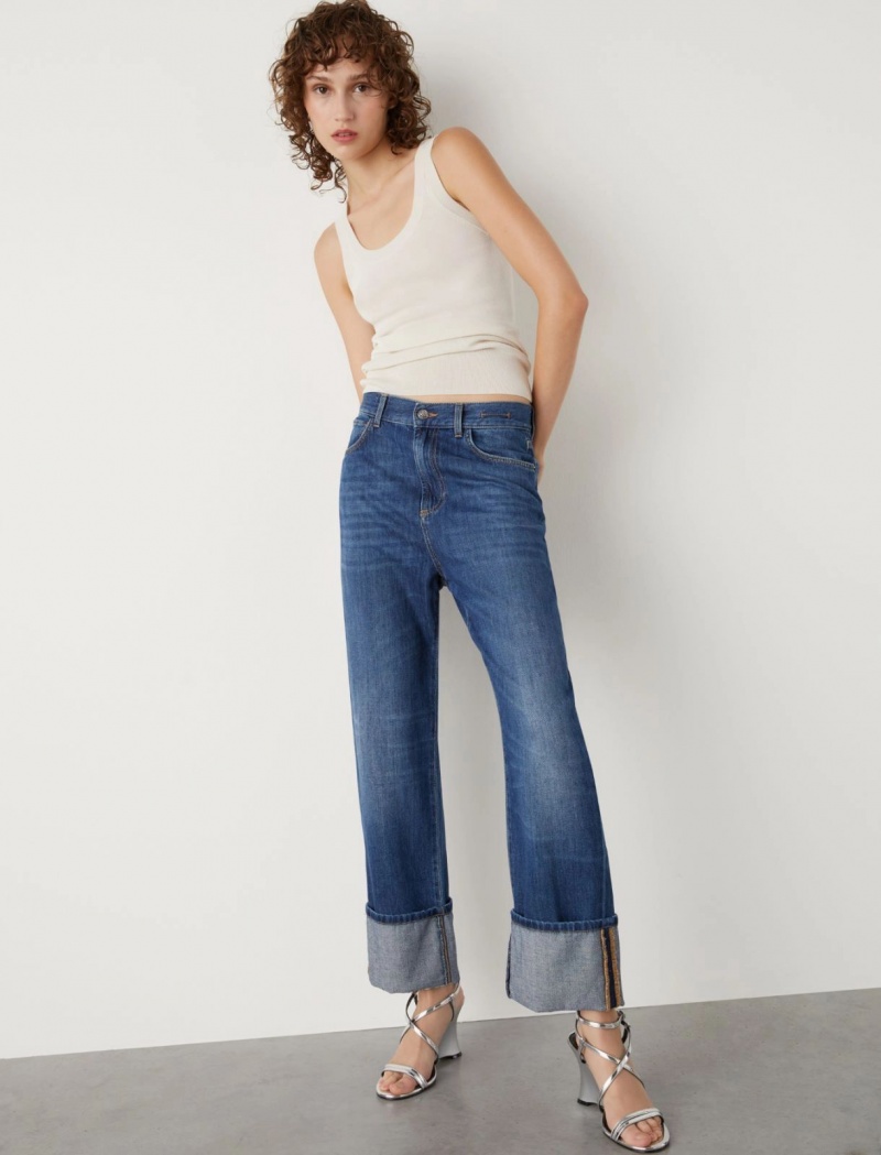 Jeansy Damskie Marella Mom-Fit Niebieskie | Polska 371295-YOV