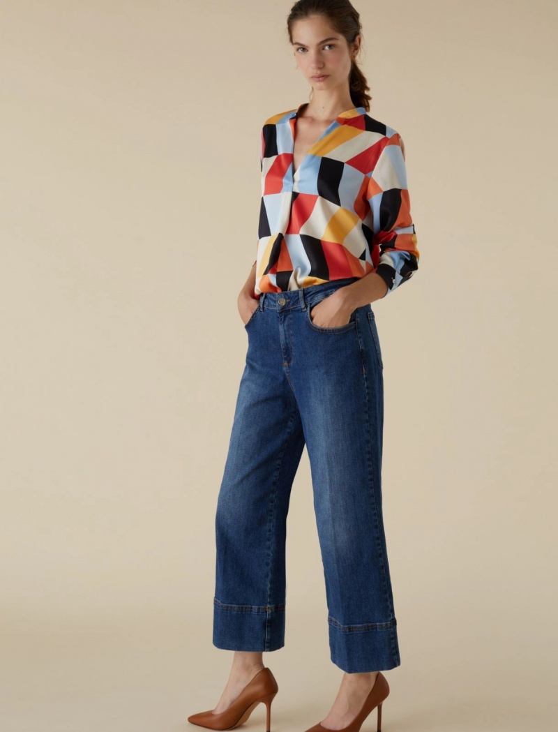 Jeansy Damskie Marella Prosty-Leg Granatowe | Polska 254761-WBG