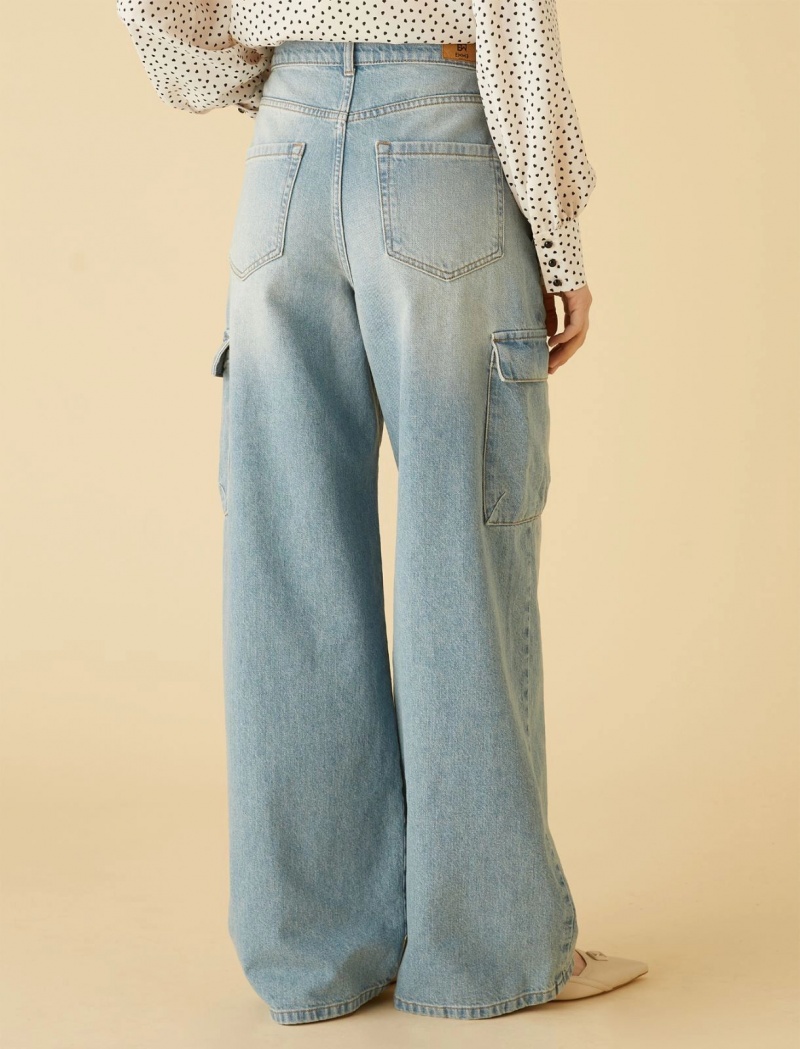 Jeansy Damskie Marella Szerokie-Leg Cargo Granatowe | Polska 420359-VBK