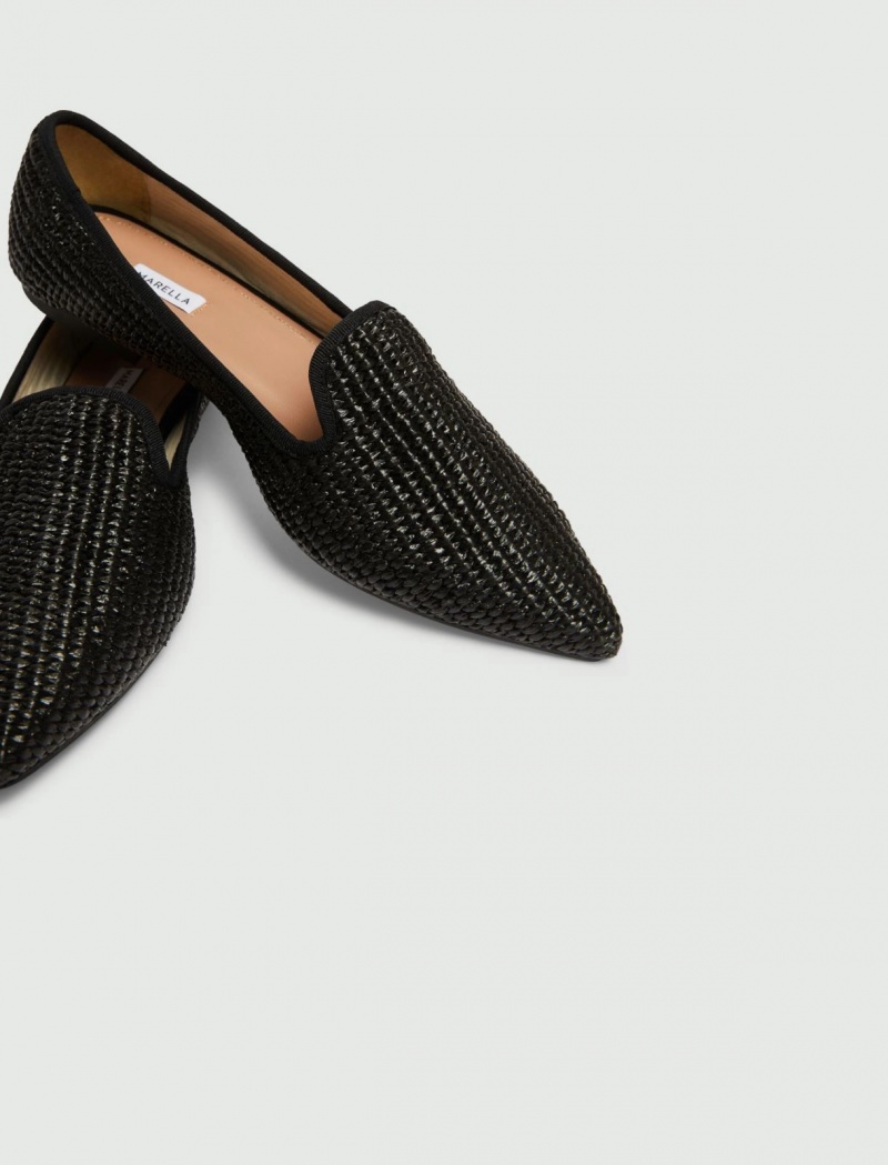 Kapcie Damskie Marella Raffia Czarne | Polska 146859-YMN