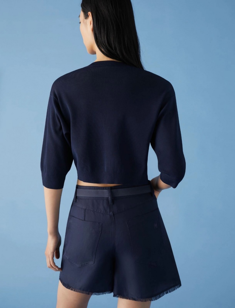 Kardigan Damskie Marella Cropped Niebieskie | Polska 014658-FKH