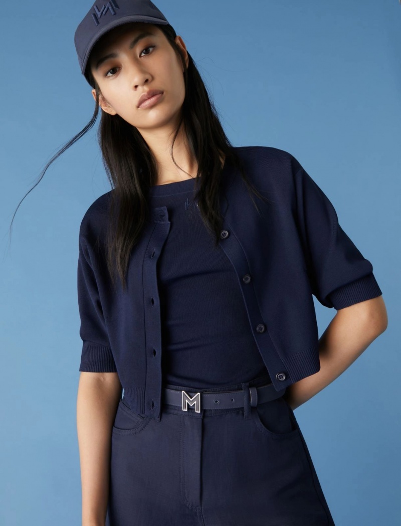 Kardigan Damskie Marella Cropped Niebieskie | Polska 014658-FKH