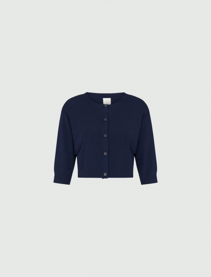Kardigan Damskie Marella Cropped Niebieskie | Polska 014658-FKH