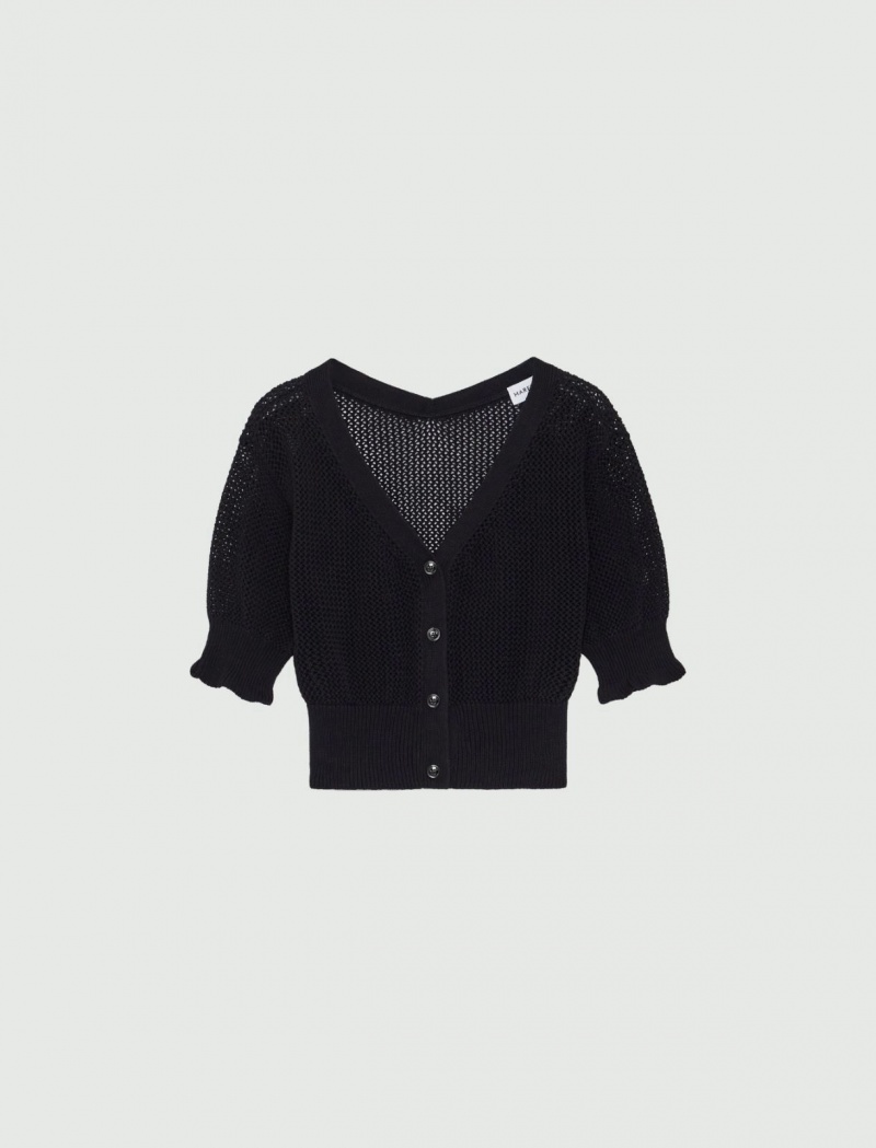 Kardigan Damskie Marella Open-Knit Czarne | Polska 153472-PIN