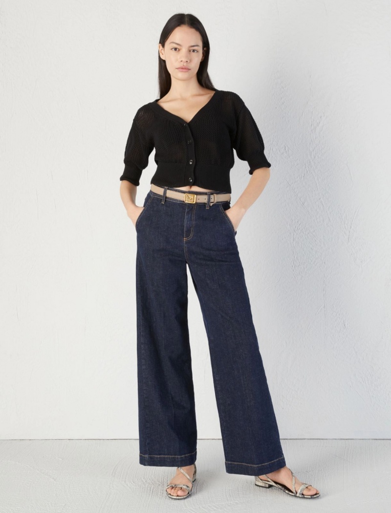 Kardigan Damskie Marella Open-Knit Czarne | Polska 153472-PIN