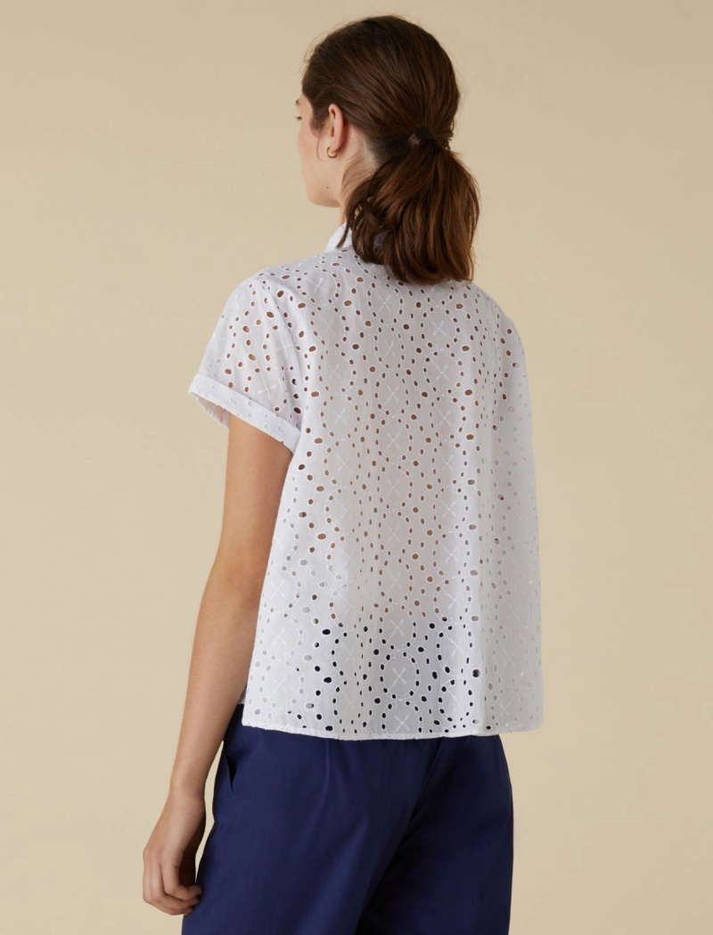 Koszule Damskie Marella Broderie Anglaise Białe | Polska 657192-VRL