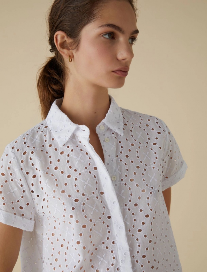 Koszule Damskie Marella Broderie Anglaise Białe | Polska 657192-VRL