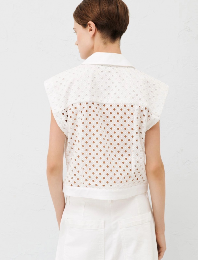Koszule Damskie Marella Broderie Anglaise Białe | Polska 753084-JAK